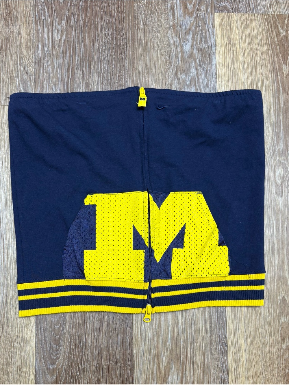 Y2k Nike Navy and Yellow Collegiate Tube Top with Zipper Detail